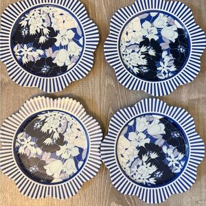 Anthropologie Blue and White Floral Plate